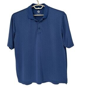 Kilburne + Finch Blue Polka Dot Polo Shirt Sz XL